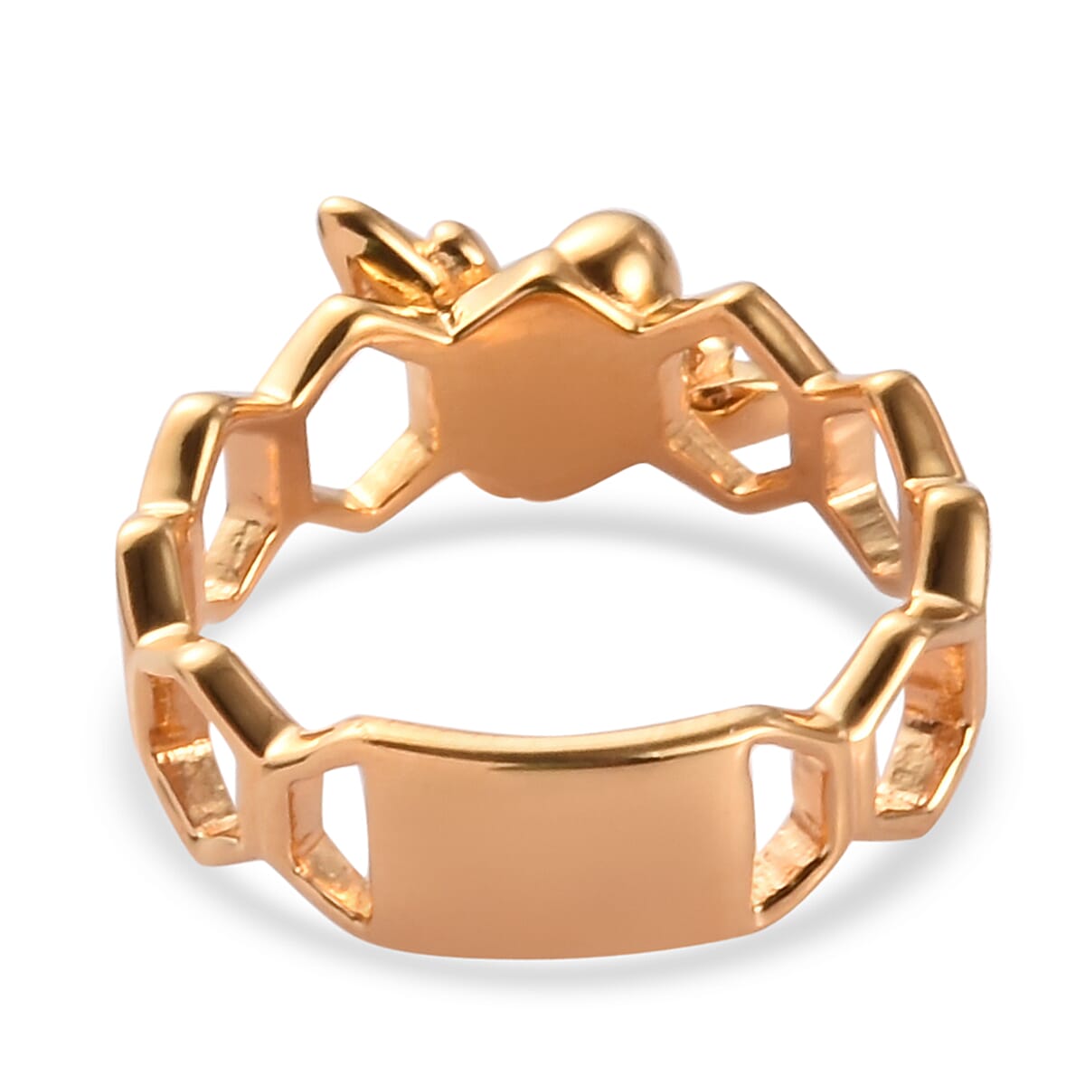 14K Gold Overlay Sterling Silver Honeycomb Bee Ring