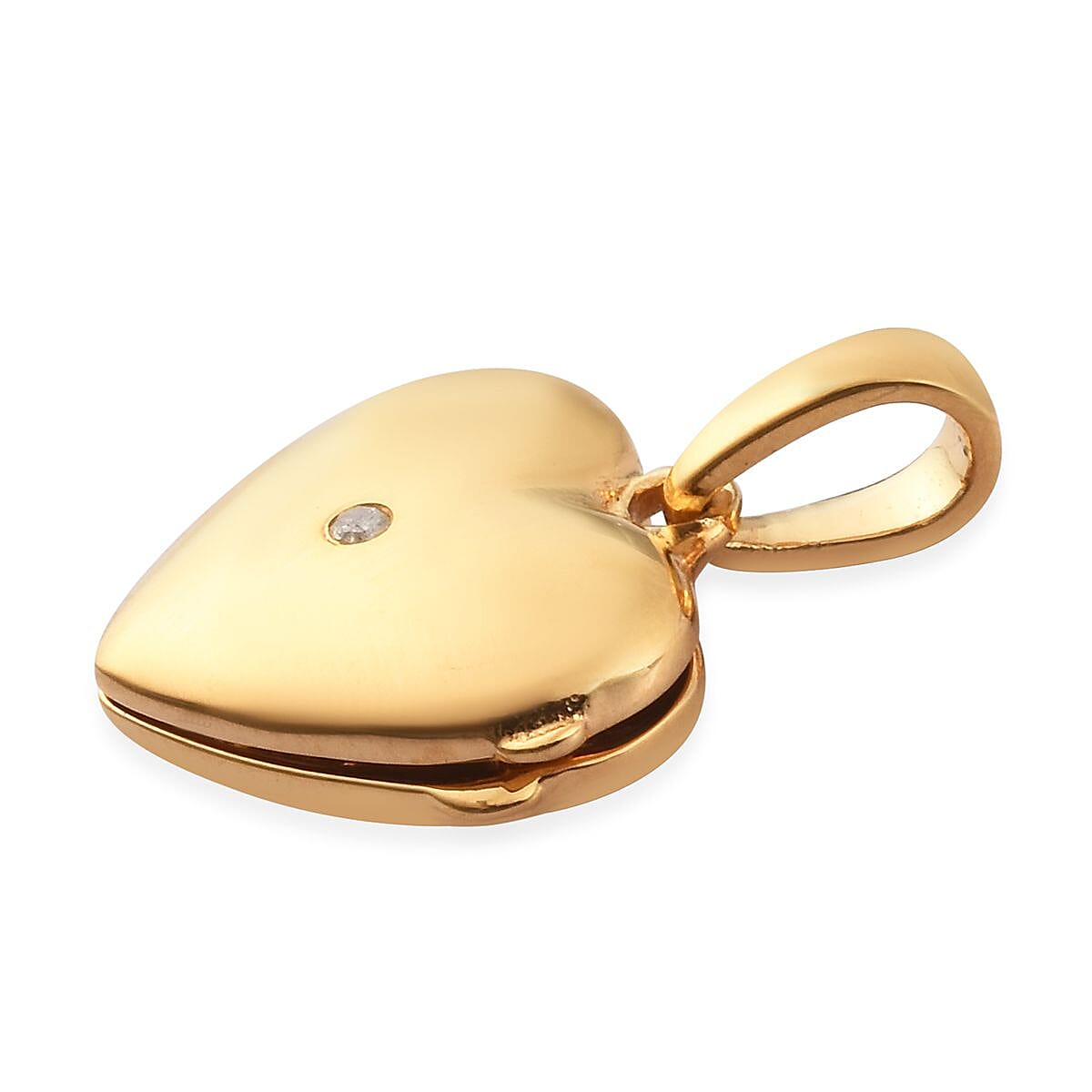Diamond Open Heart Locket Pendant in 14K Gold Overlay Sterling Silver 0.02 Ct.