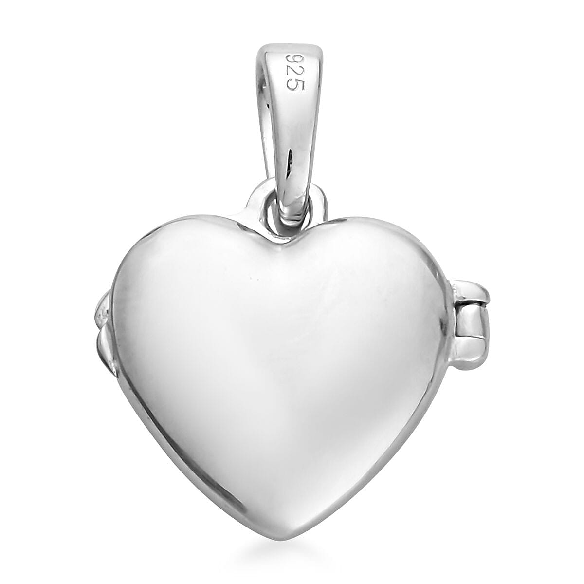 Diamond Open Heart Locket Pendant Platinum Overlay Sterling Silver 0.02 Ct.