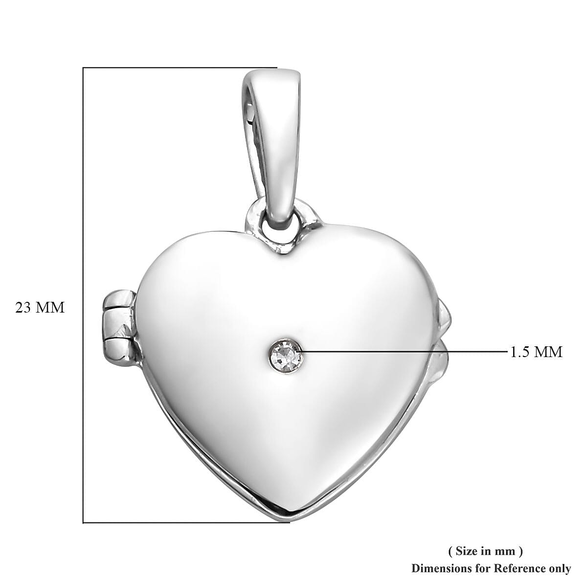 Diamond Open Heart Locket Pendant Platinum Overlay Sterling Silver 0.02 Ct.