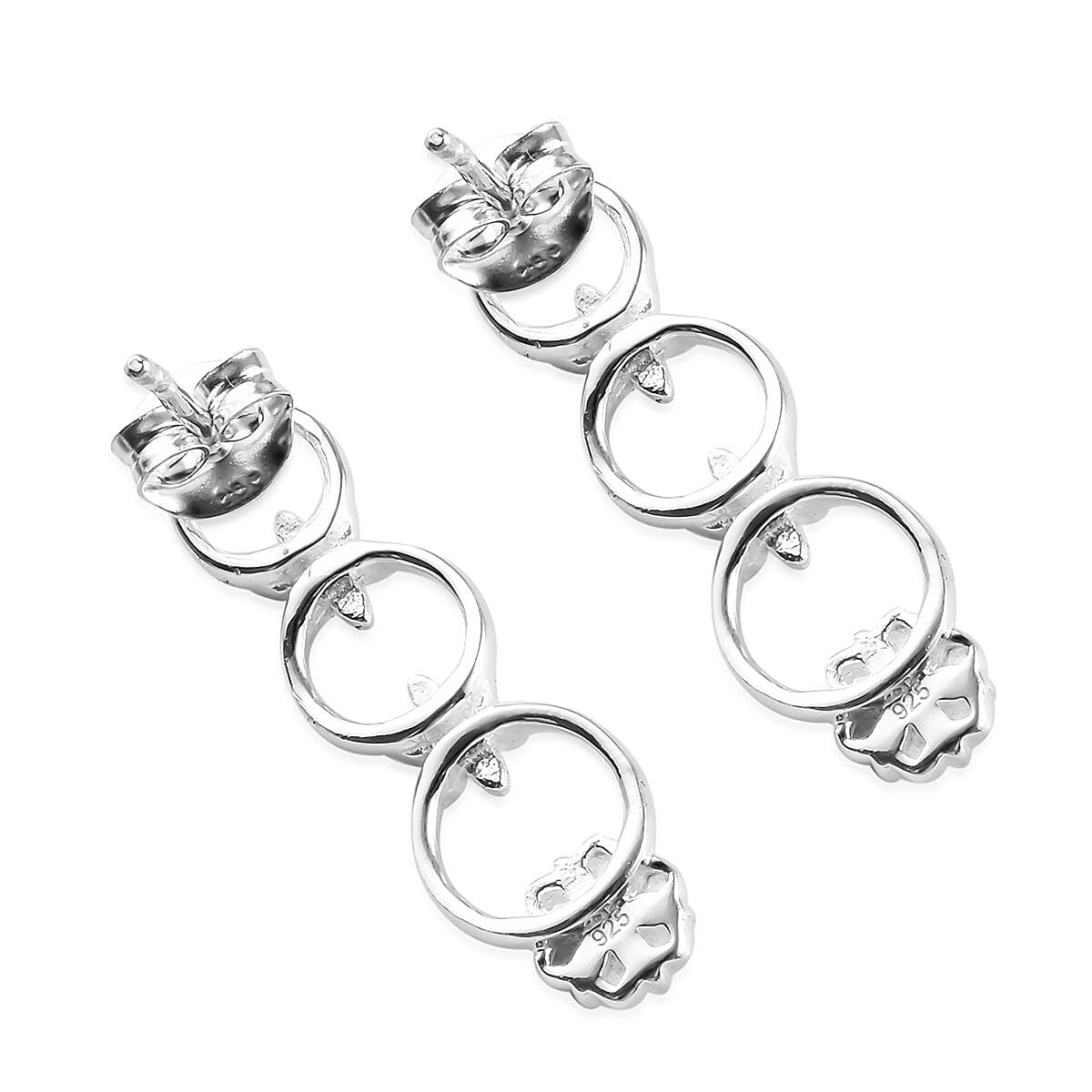 Sterling Silver Floral Dangle Earrings, Silver wt 3.39 Gms