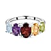 Mozambique Garnet & Amethyst and Multi Gemstone Five Stone Ring in Sterling Silver