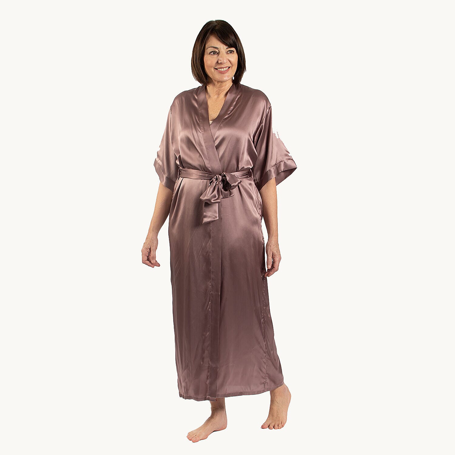 Long Mulberry Silk Robe - Purple