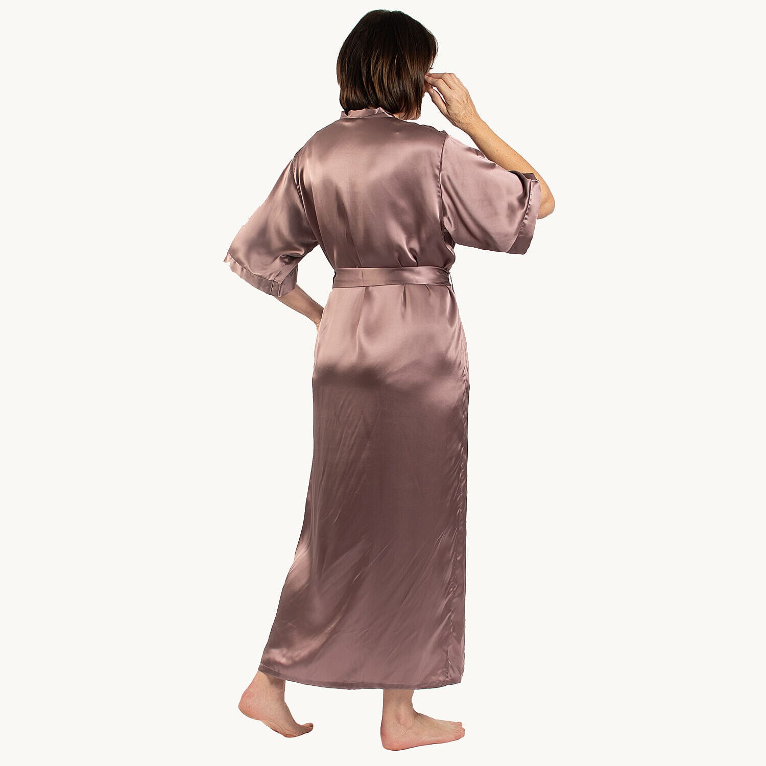 Long Mulberry Silk Robe - Purple