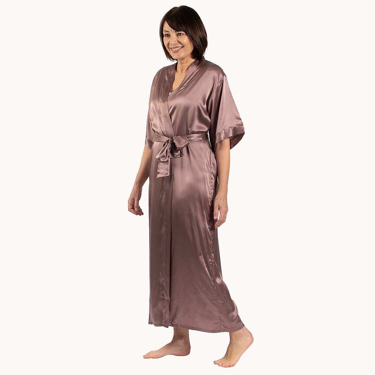 Long Mulberry Silk Robe - Purple