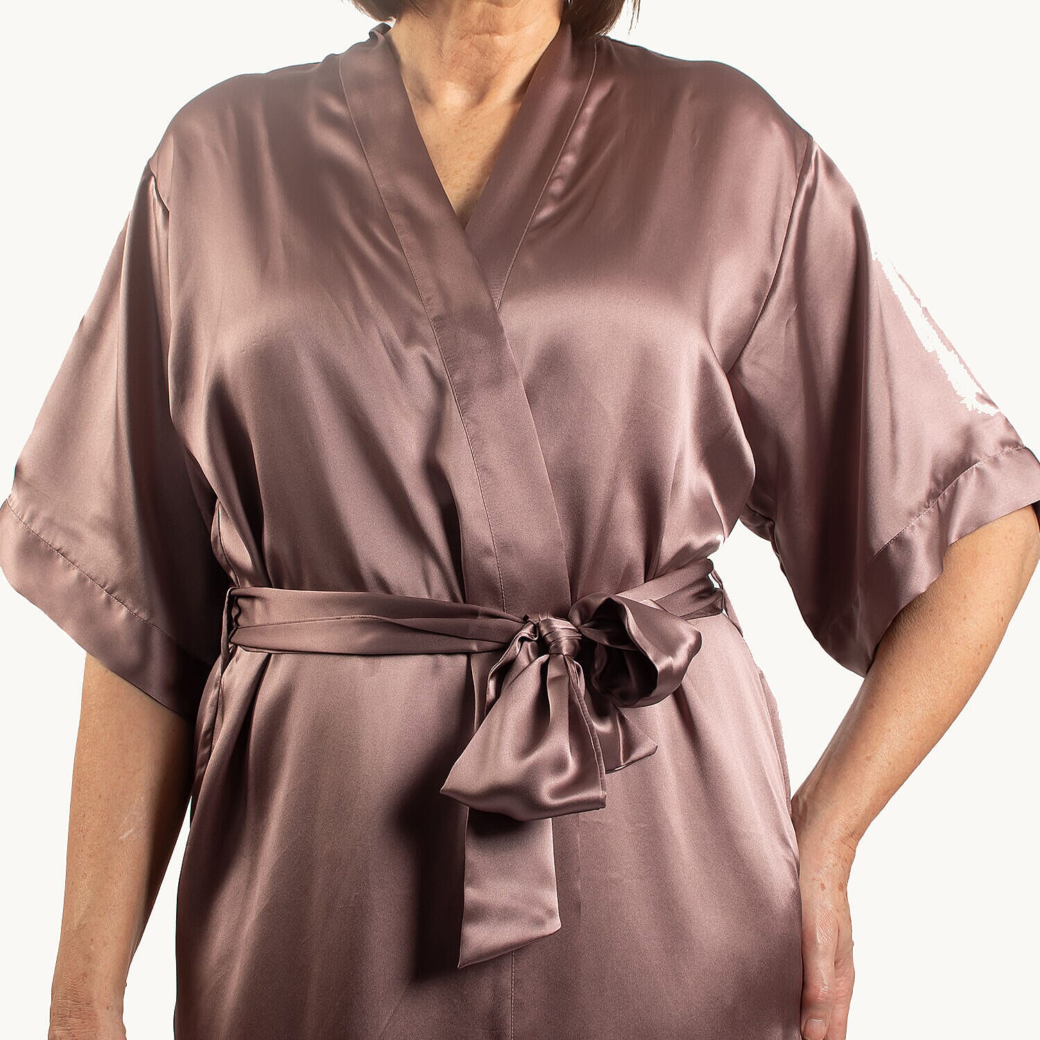 Long Mulberry Silk Robe - Purple