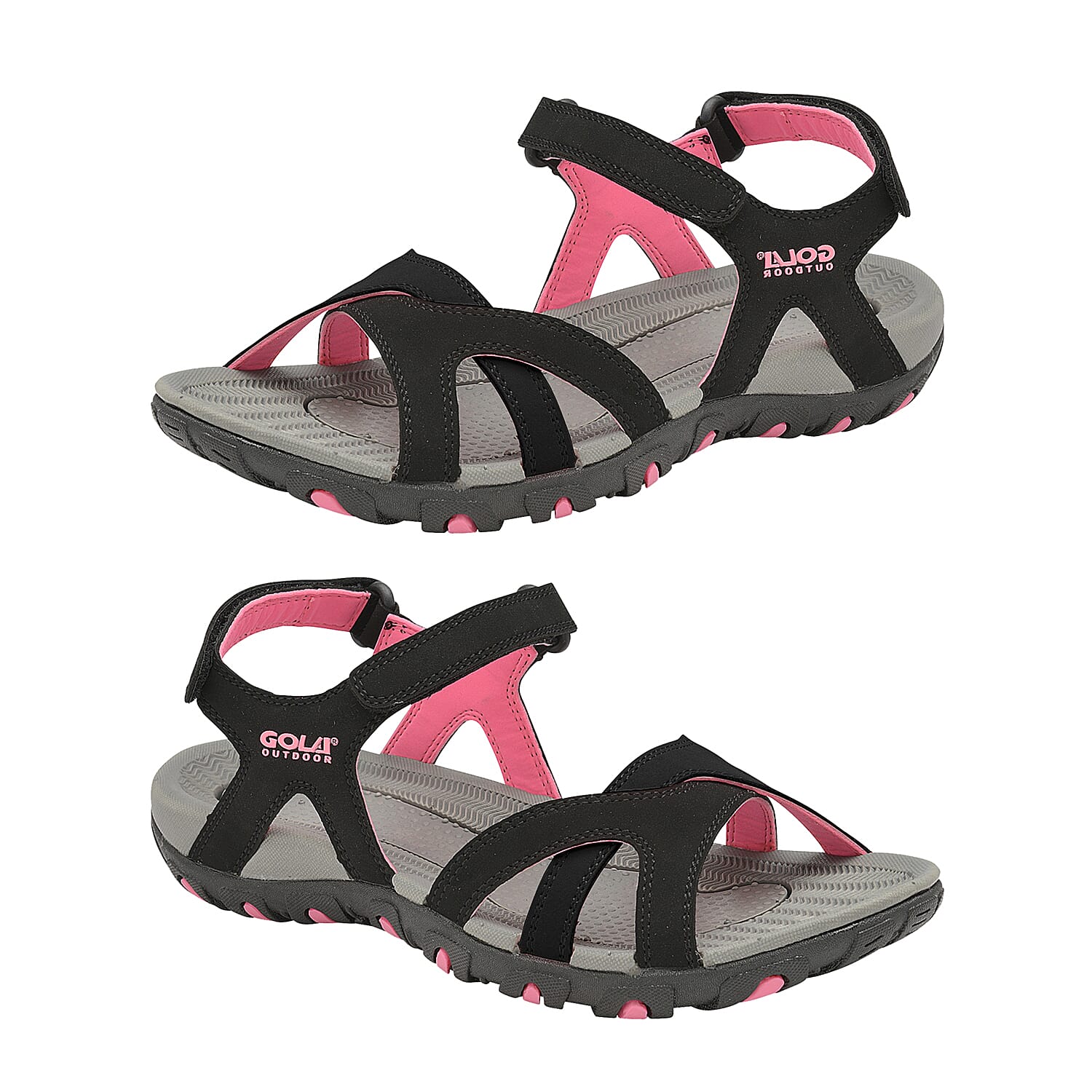 Gola Cedar Walking Sandal in Black and Hot Pink Colour