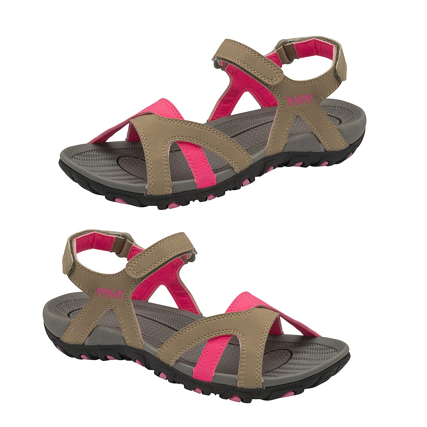 Gola Cedar Walking Sandal (Size 3) - Taupe/Hot Pink
