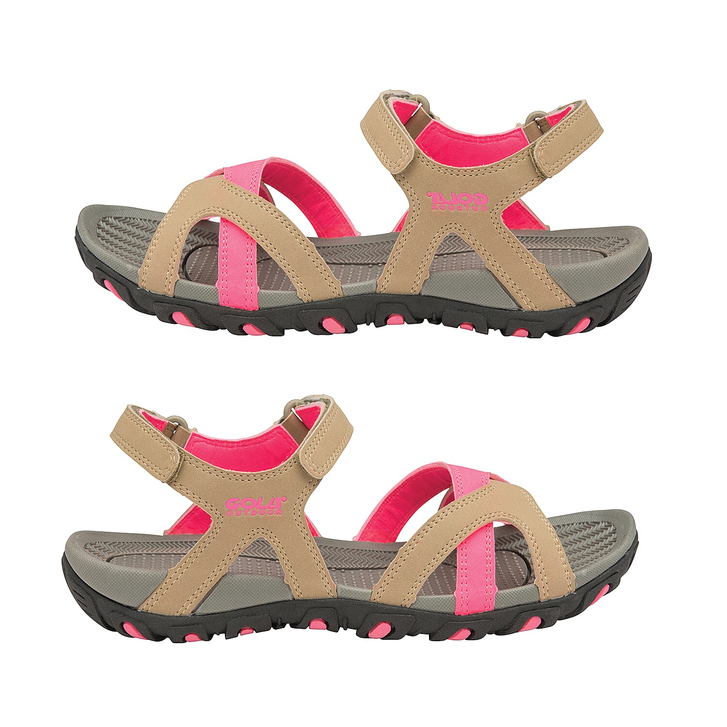 Gola Cedar Walking Sandal (Size 3) - Taupe/Hot Pink