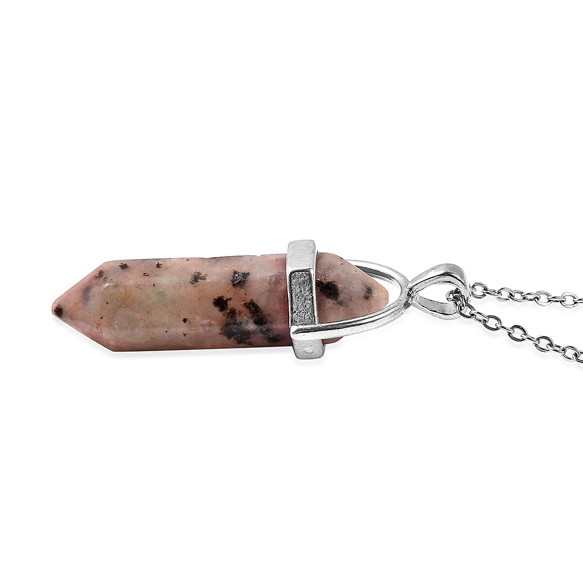 One Time Mega Deal - Pink Dalmatian Jasper Pendant with Chain 16.00 Ct.