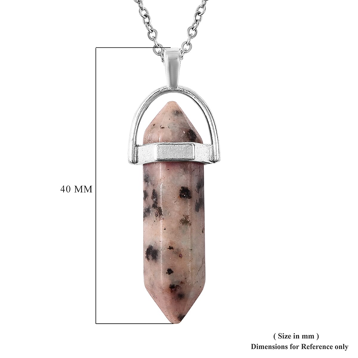 One Time Mega Deal - Pink Dalmatian Jasper Pendant with Chain 16.00 Ct.
