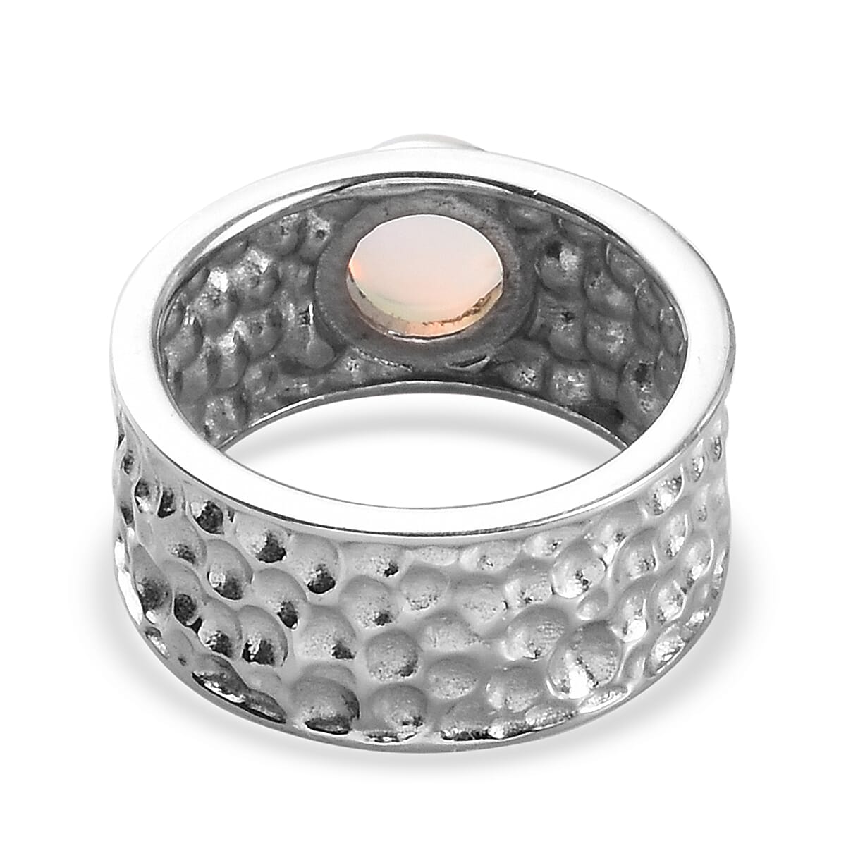AA Ethiopian Welo Opal Band Ring in Platinum Overlay Sterling Silver 1.00 Ct.