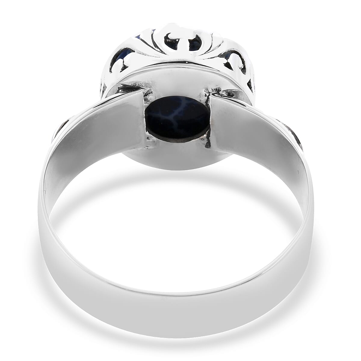 Royal Bali Collection - Blue Coral Filigree Ring in Sterling Silver