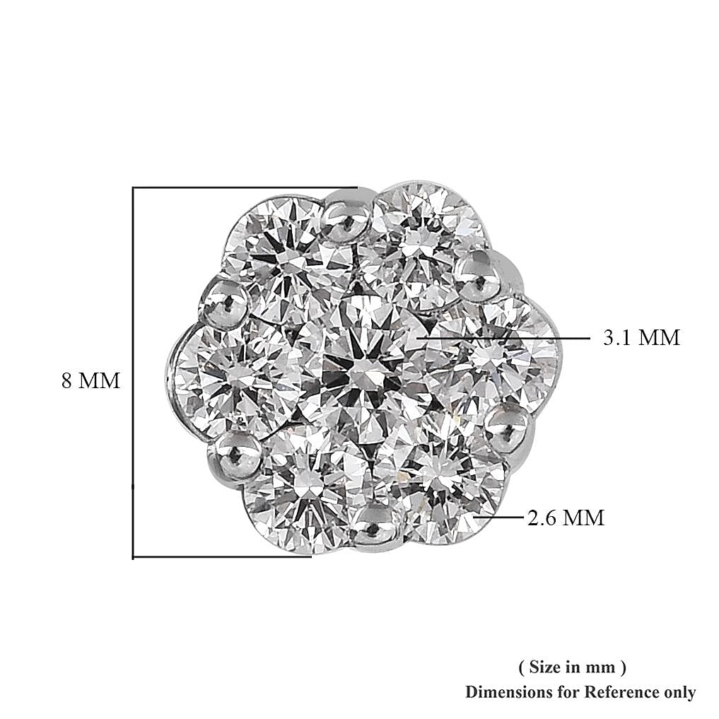 RHAPSODY 950 Platinum IGI Certified Diamond (VS/E-F) Floral Stud Earrings (with Screw Back) 1.00 Ct.