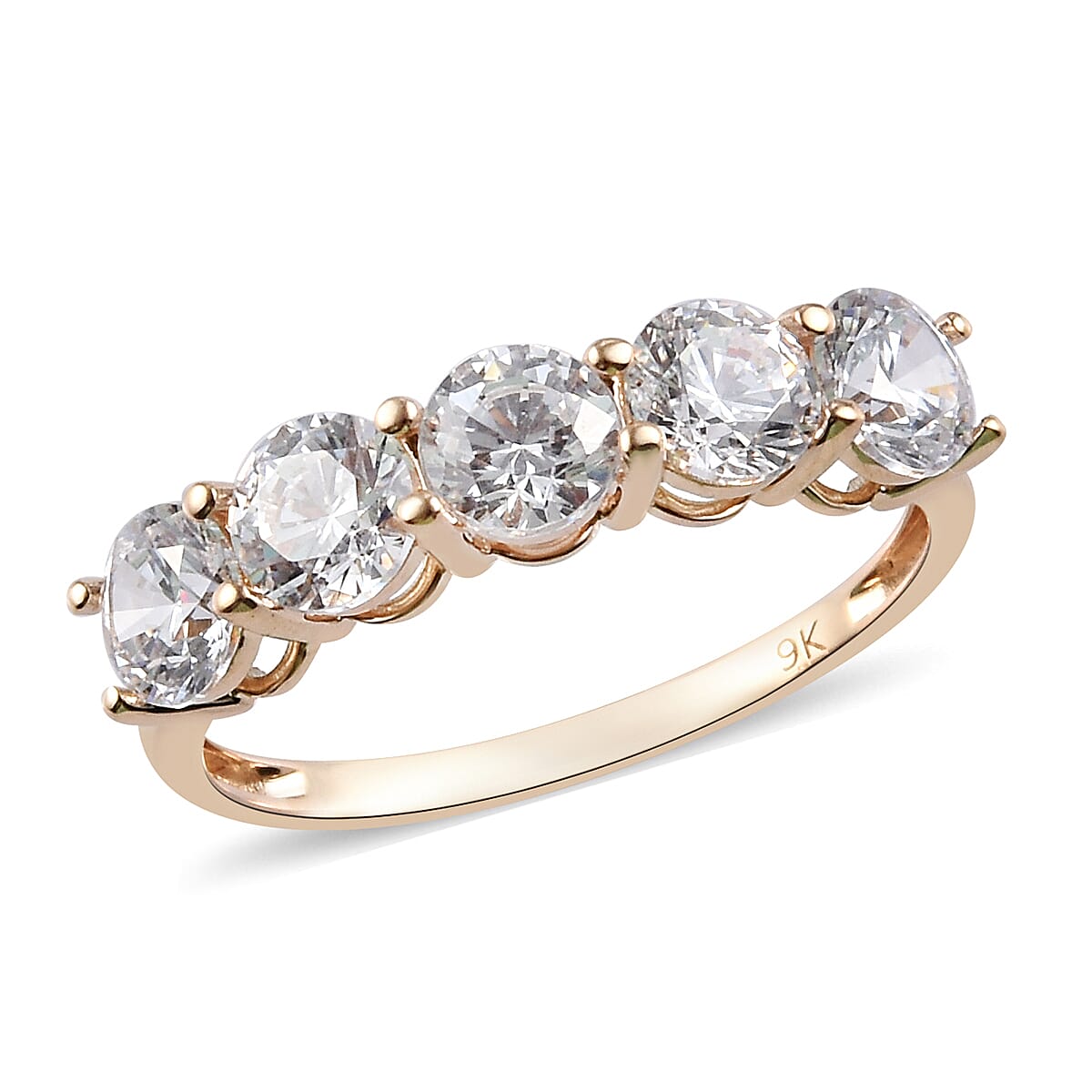 SPECIAL ORDER 9K Yellow Gold Half Eternity Ring Made with Finest CZ 2.30 Ct.