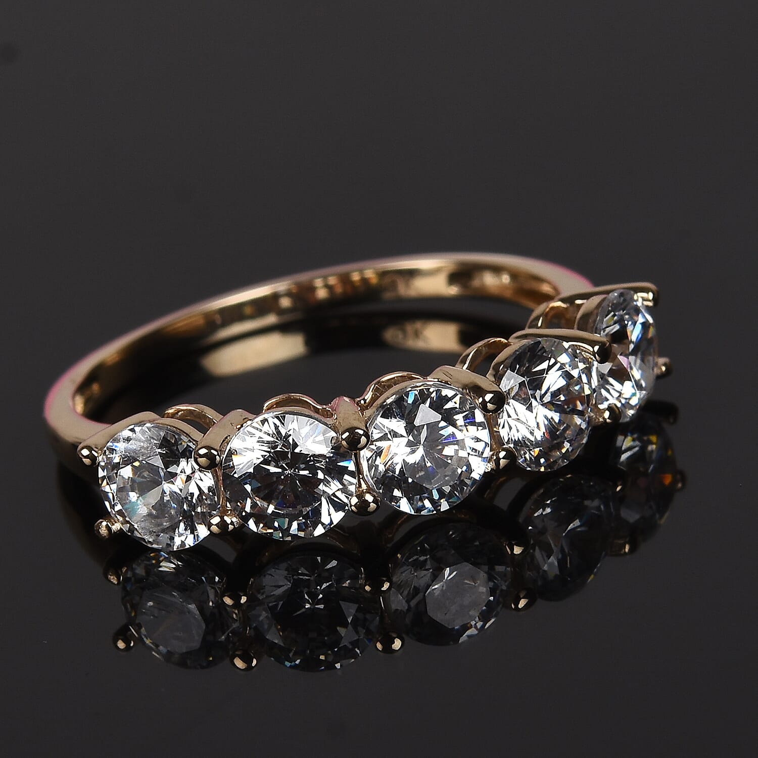 SPECIAL ORDER 9K Yellow Gold Half Eternity Ring Made with Finest CZ 2.30 Ct.
