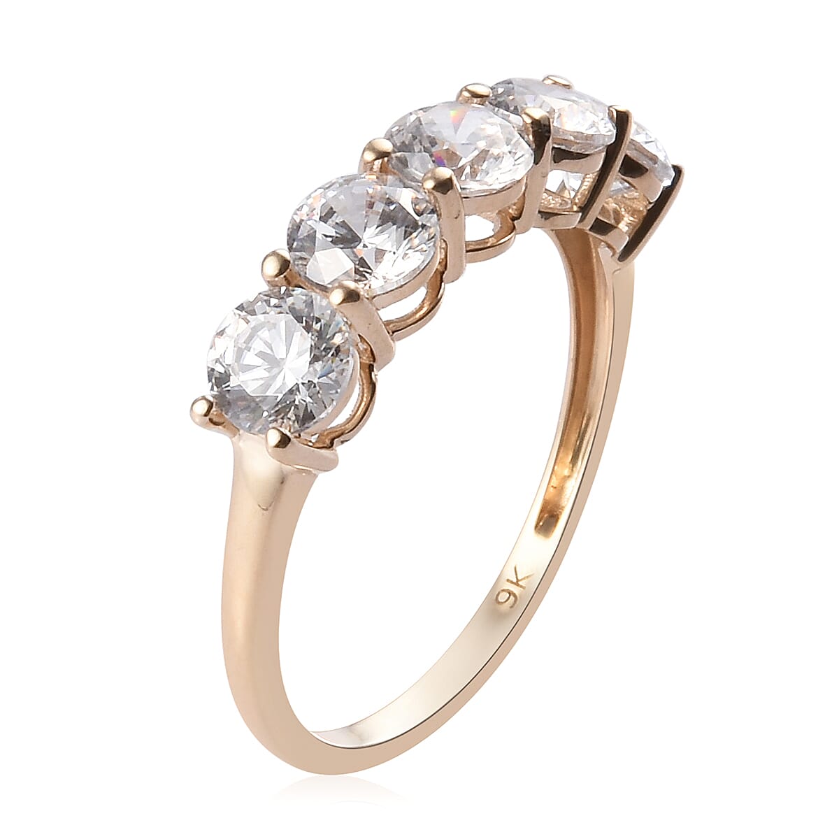 SPECIAL ORDER 9K Yellow Gold Half Eternity Ring Made with Finest CZ 2.30 Ct.