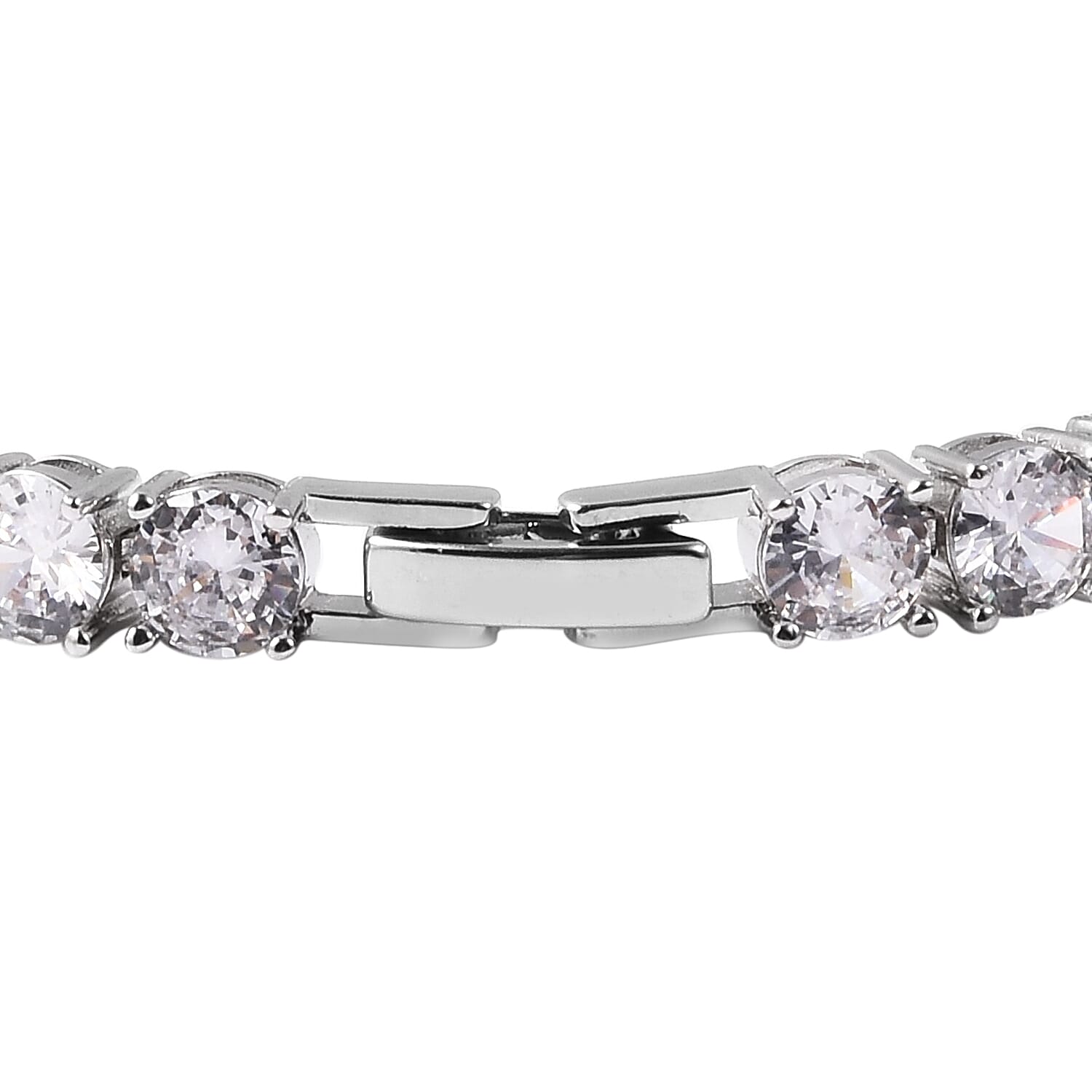 Simulated Champagne Diamond and Simulated Diamond Bracelet (Size 7) in Silver Tone