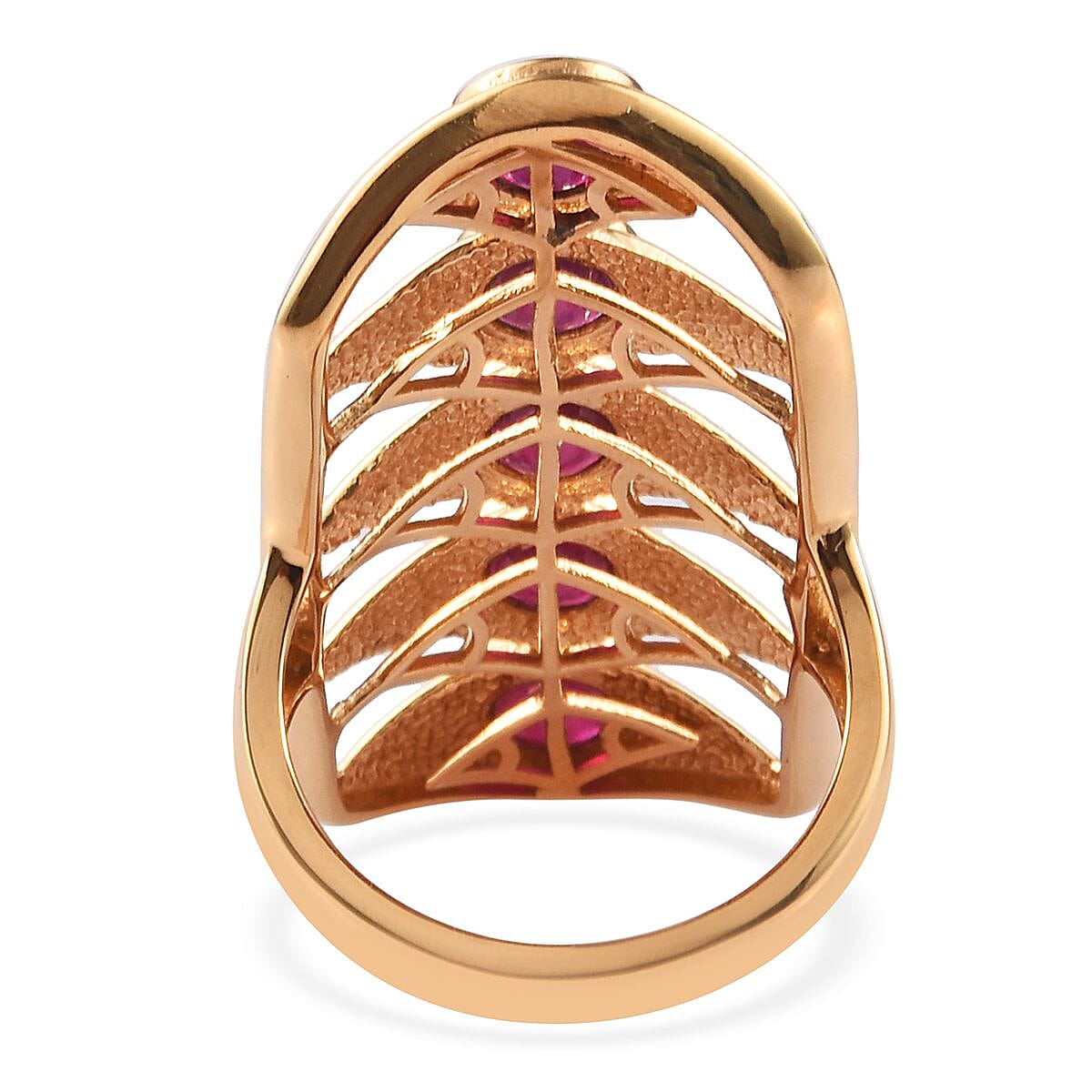 African Ruby Gladiator Ring in 14K Gold Overlay Sterling Silver 3.00 Ct, Silver wt 7.80 Gms