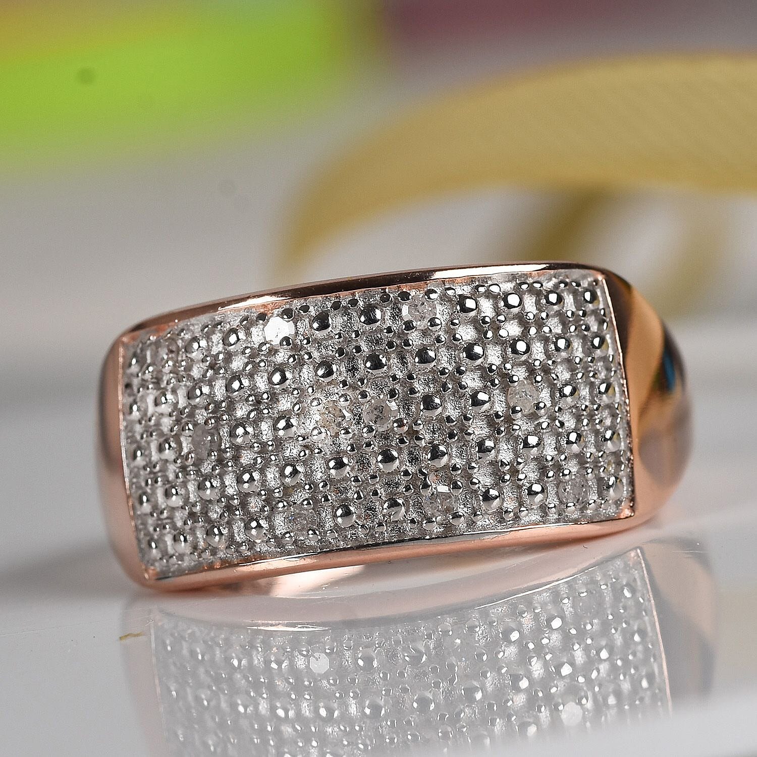 Diamond Cluster Ring in Rose Gold Overlay Sterling Silver