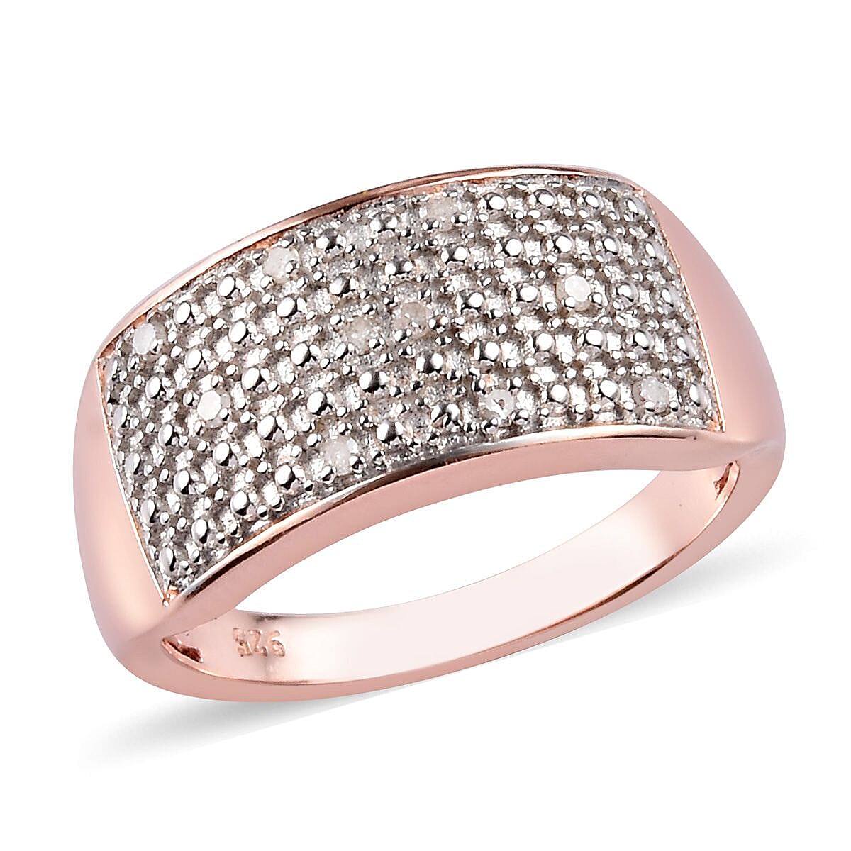 Diamond Cluster Ring in Rose Gold Overlay Sterling Silver