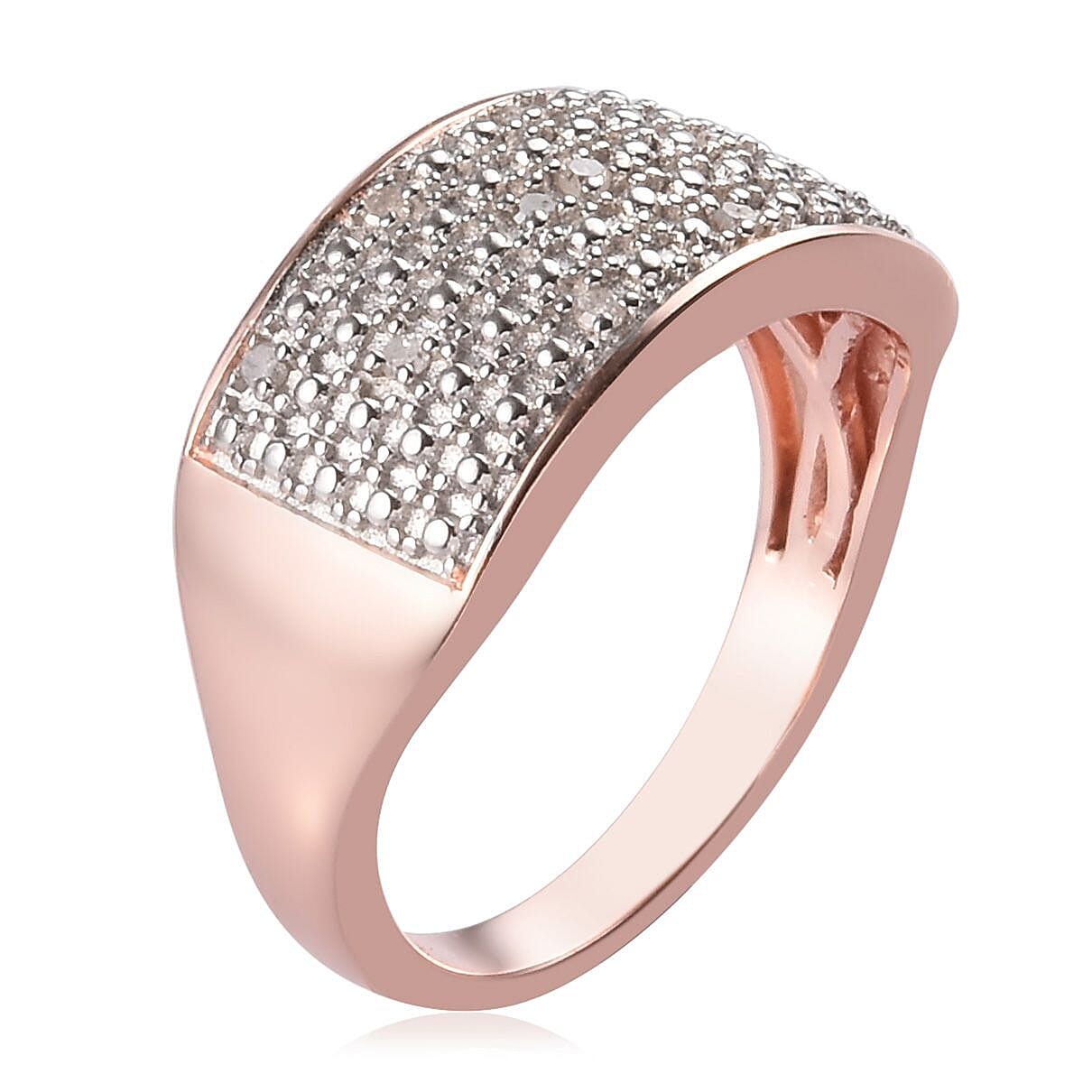 Diamond Cluster Ring in Rose Gold Overlay Sterling Silver