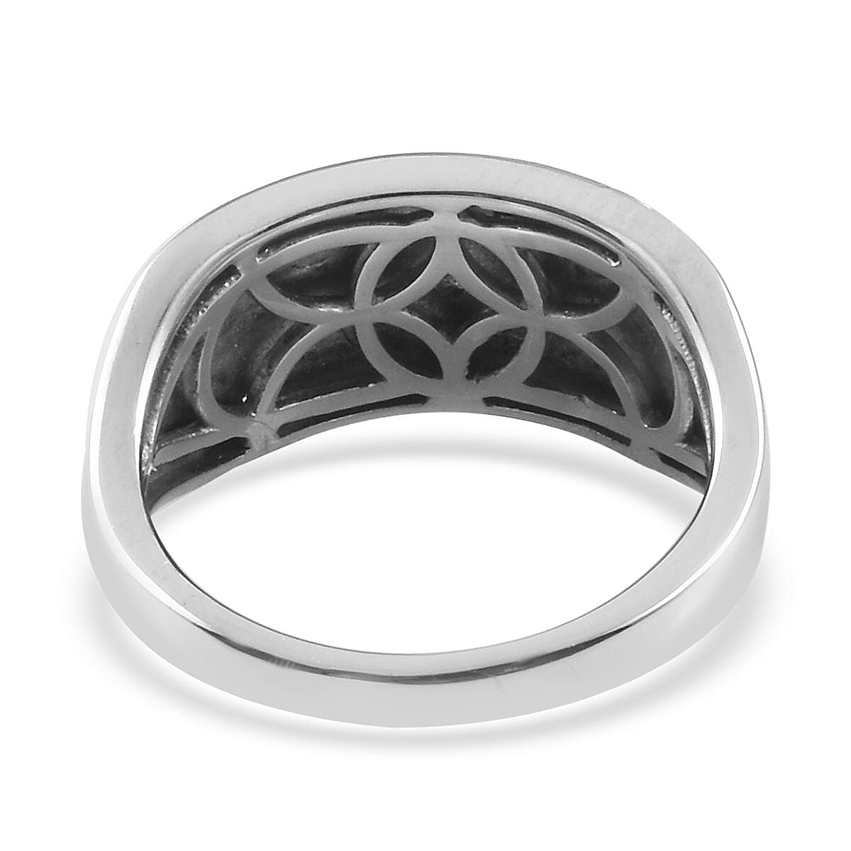 Diamond Cluster Ring in Platinum Overlay Sterling Silver