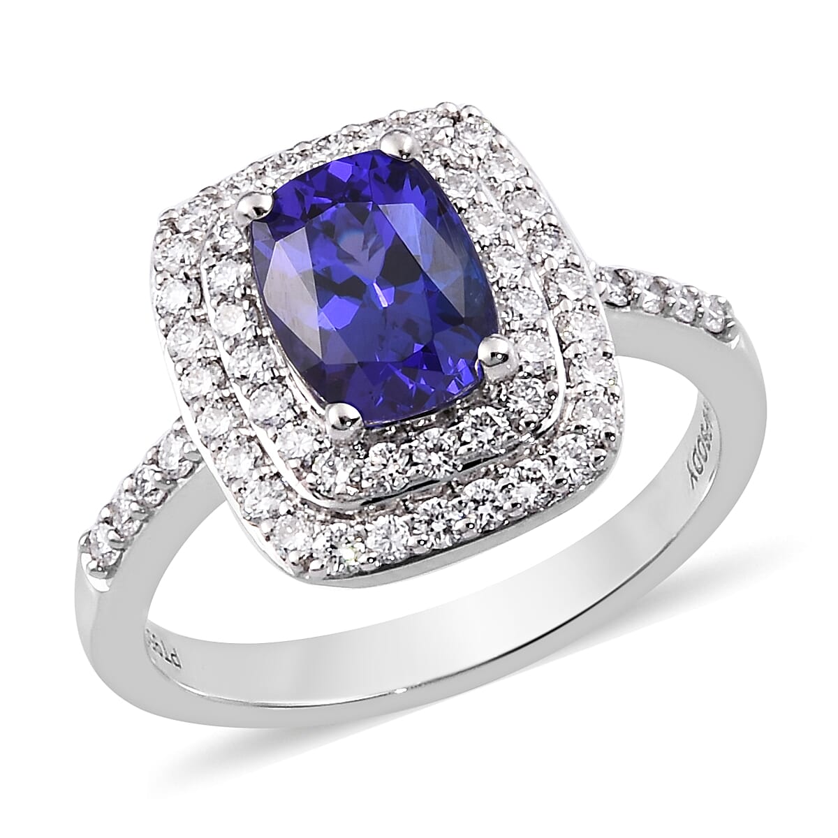 RHAPSODY 950 Platinum AAAA Tanzanite and Diamond (VS-E-F) Ring 2.00 Ct, Platinum wt 7.10 Gms