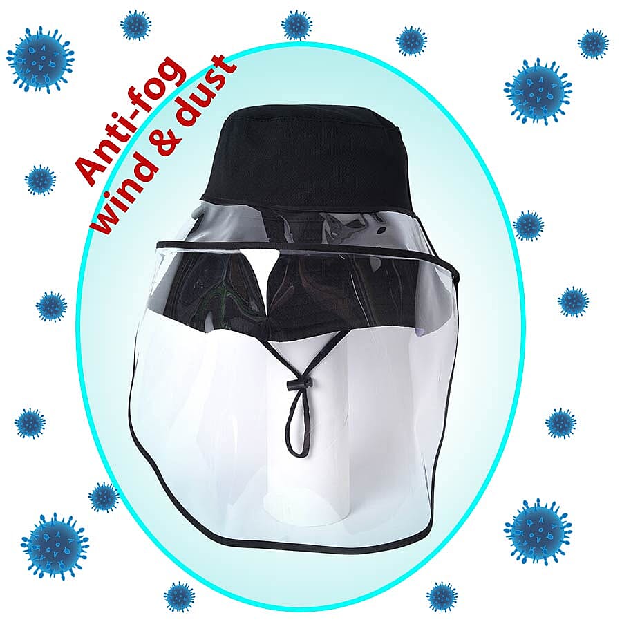 Bucket Protection Hat with Detachable Safety Protective Face Eye Shield Screen (Perimeter: 57Cm) - Yellow and Black