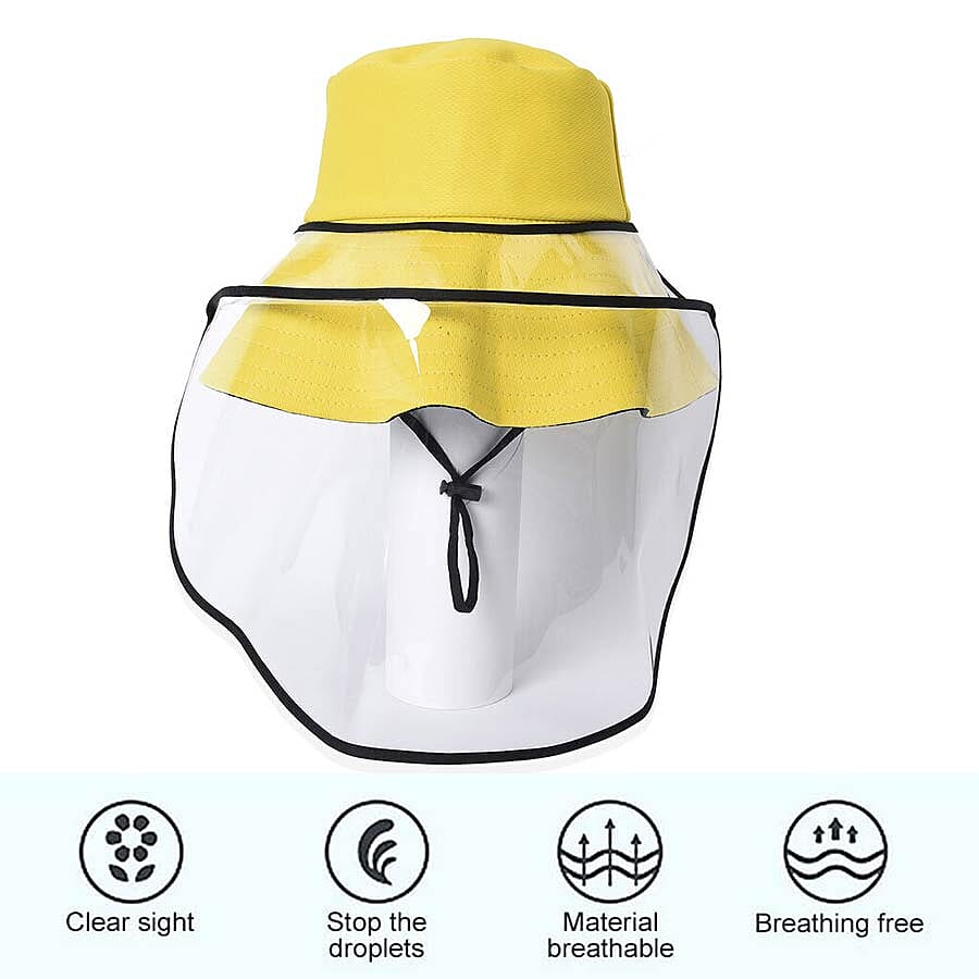 Bucket Protection Hat with Detachable Safety Protective Face Eye Shield Screen (Perimeter: 57Cm) - Yellow and Black