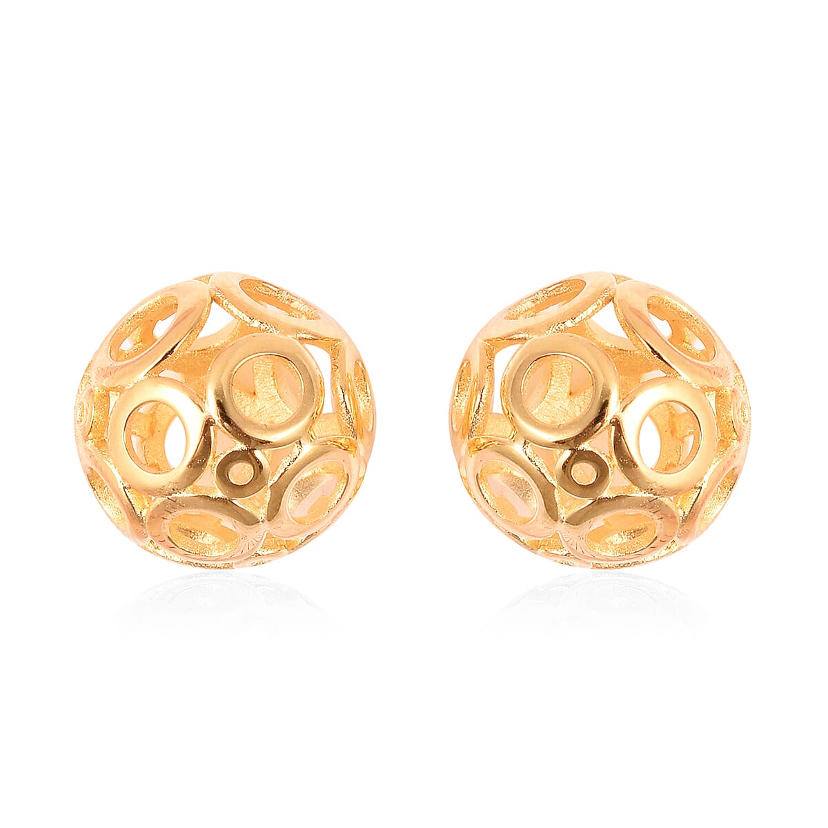 Yellow Gold Overlay Sterling Silver Ball Drop Hook Earrings (with Push Back)
