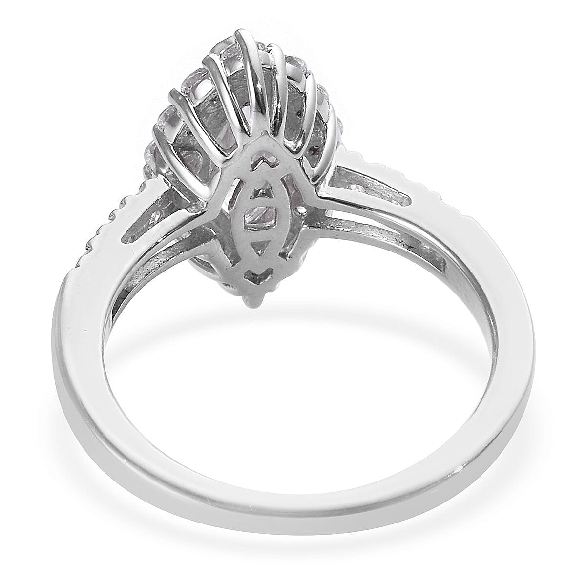 J Francis - Platinum Overlay Sterling Silver Marquise Ring Made with Finest CZ 1.55 Ct.