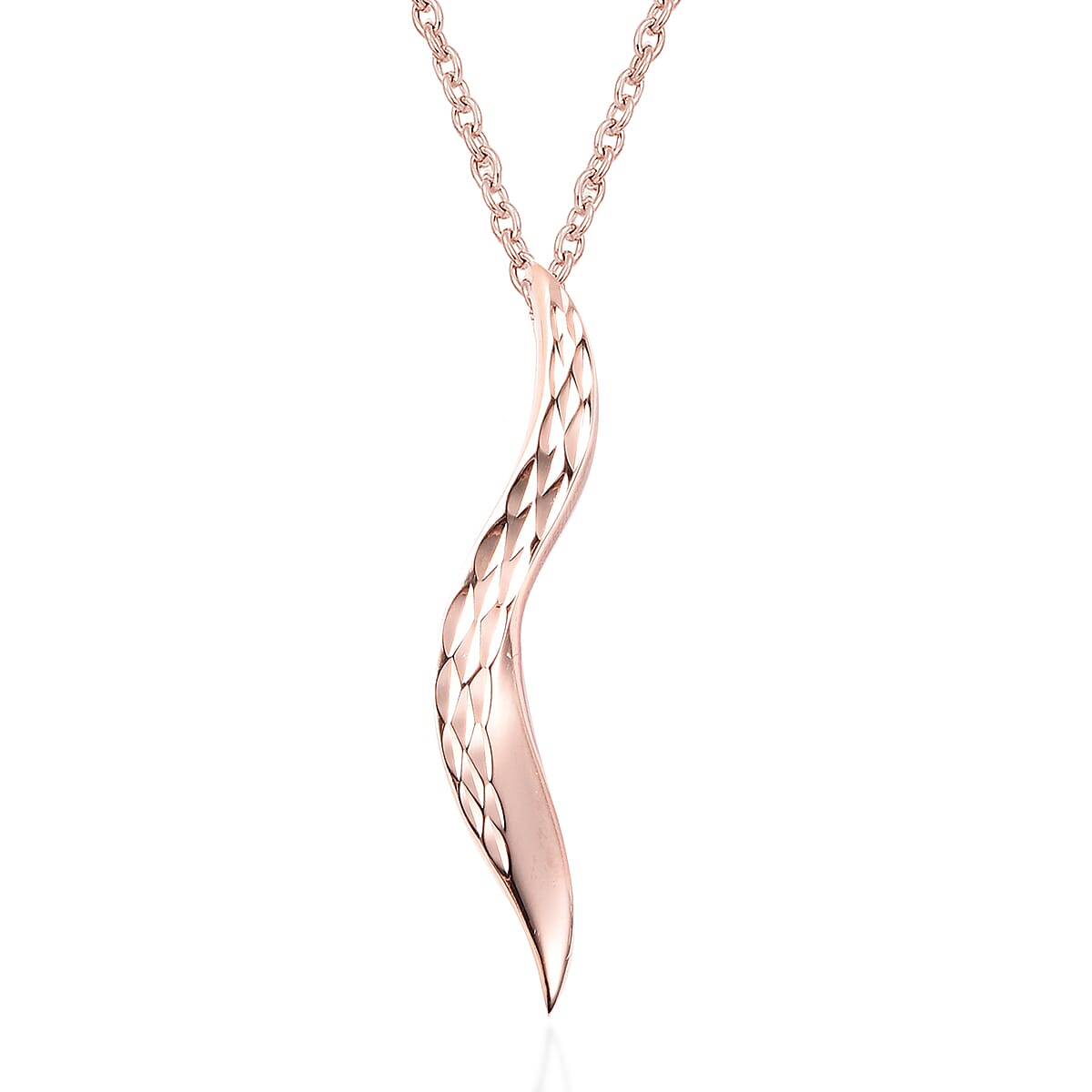 LucyQ Flame Collection - Rose Gold Overlay Sterling Silver Pendant with Chain (Size 32)