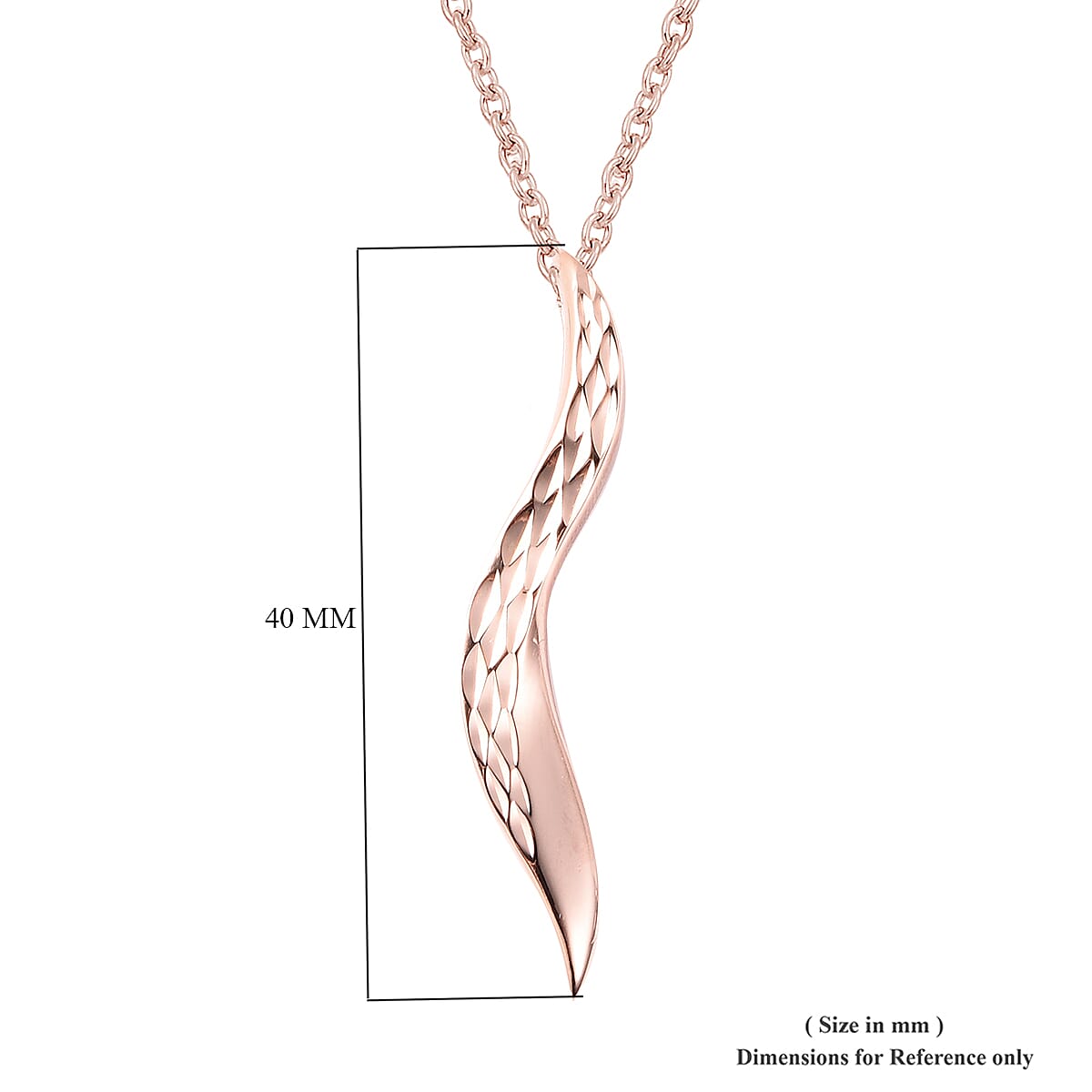 LucyQ Flame Collection - Rose Gold Overlay Sterling Silver Pendant with Chain (Size 32)