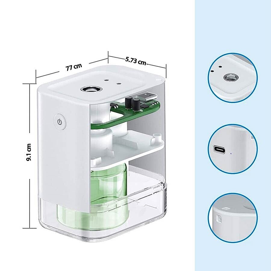 Portable Automatic Alcohol Disinfection Sprayer with 1800mAh Rechargeable Battery (Size 9.1x7.7x5.73 Cm) - White