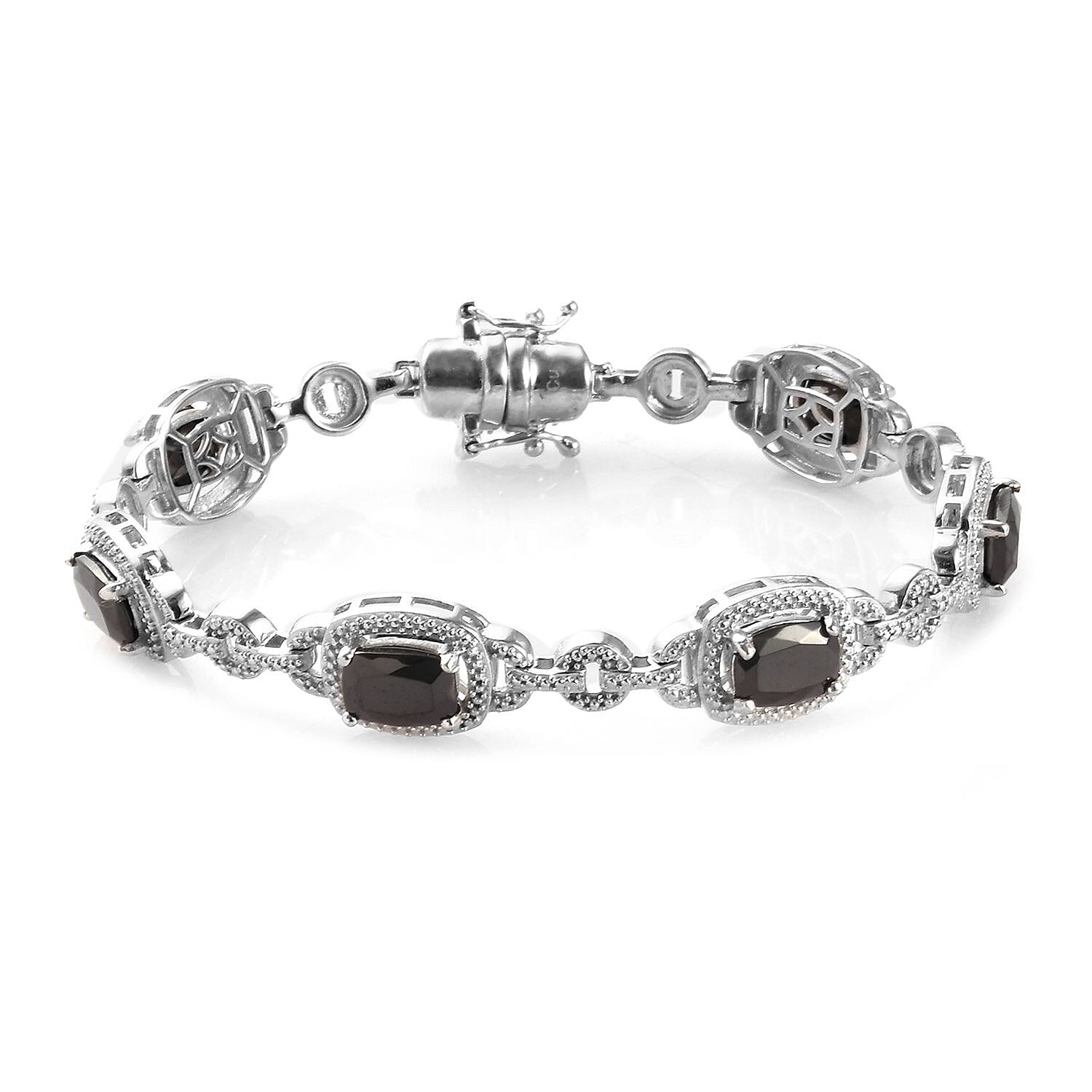 Elite Shungite Bracelet (Size 7.5) with Magnetic Lock in Platinum Overlay 6.25 Ct.
