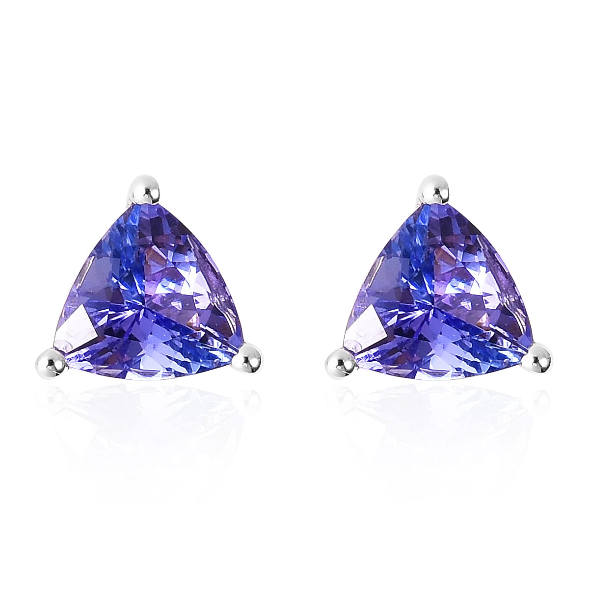 14K White Gold Tanzanite Stud Earrings (with Push Back) 1.25 Ct.