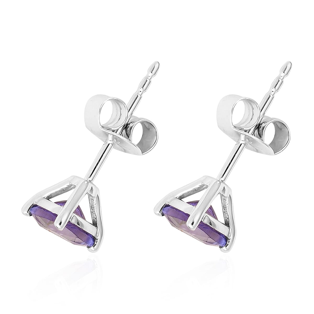 14K White Gold Tanzanite Stud Earrings (with Push Back) 1.25 Ct.