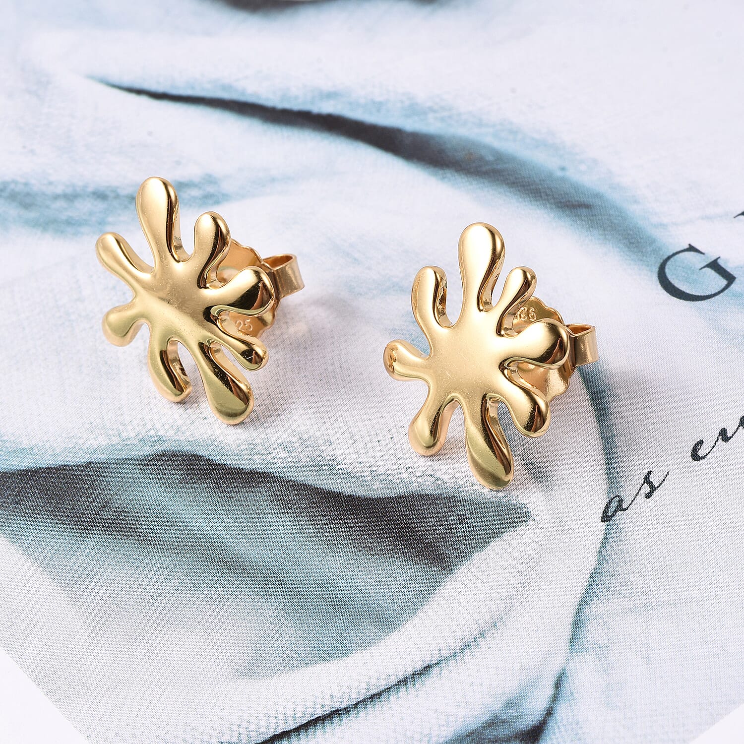 LucyQ - Splash Stud Earrings (with Push Back) in Yellow Gold Overlay Sterling Silver