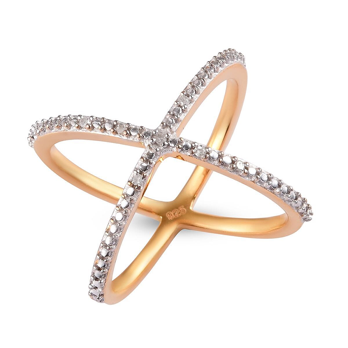 Diamond Criss-Cross Ring in 14K Gold Overlay Sterling Silver 0.04 Ct.