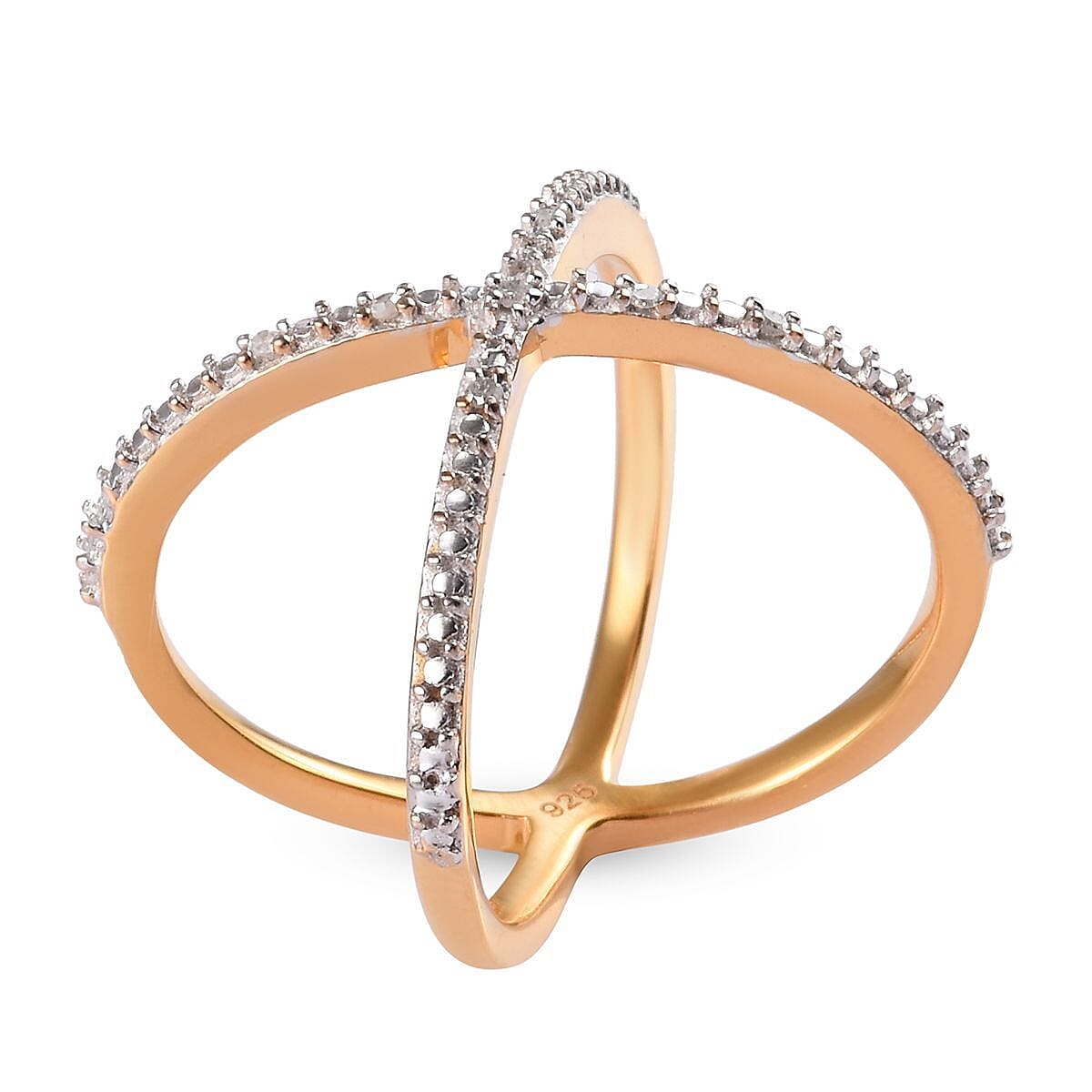 Diamond Criss-Cross Ring in 14K Gold Overlay Sterling Silver 0.04 Ct.