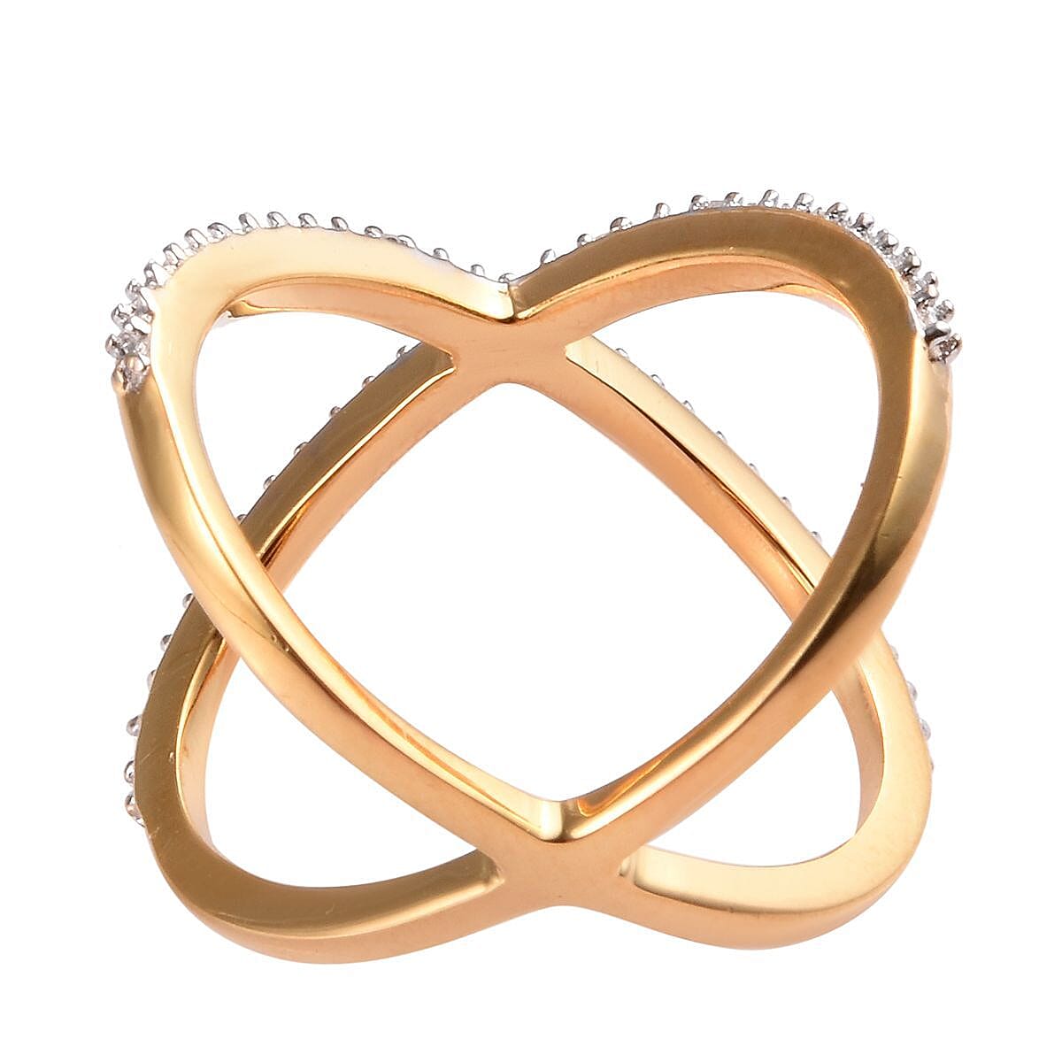 Diamond Criss-Cross Ring in 14K Gold Overlay Sterling Silver 0.04 Ct.