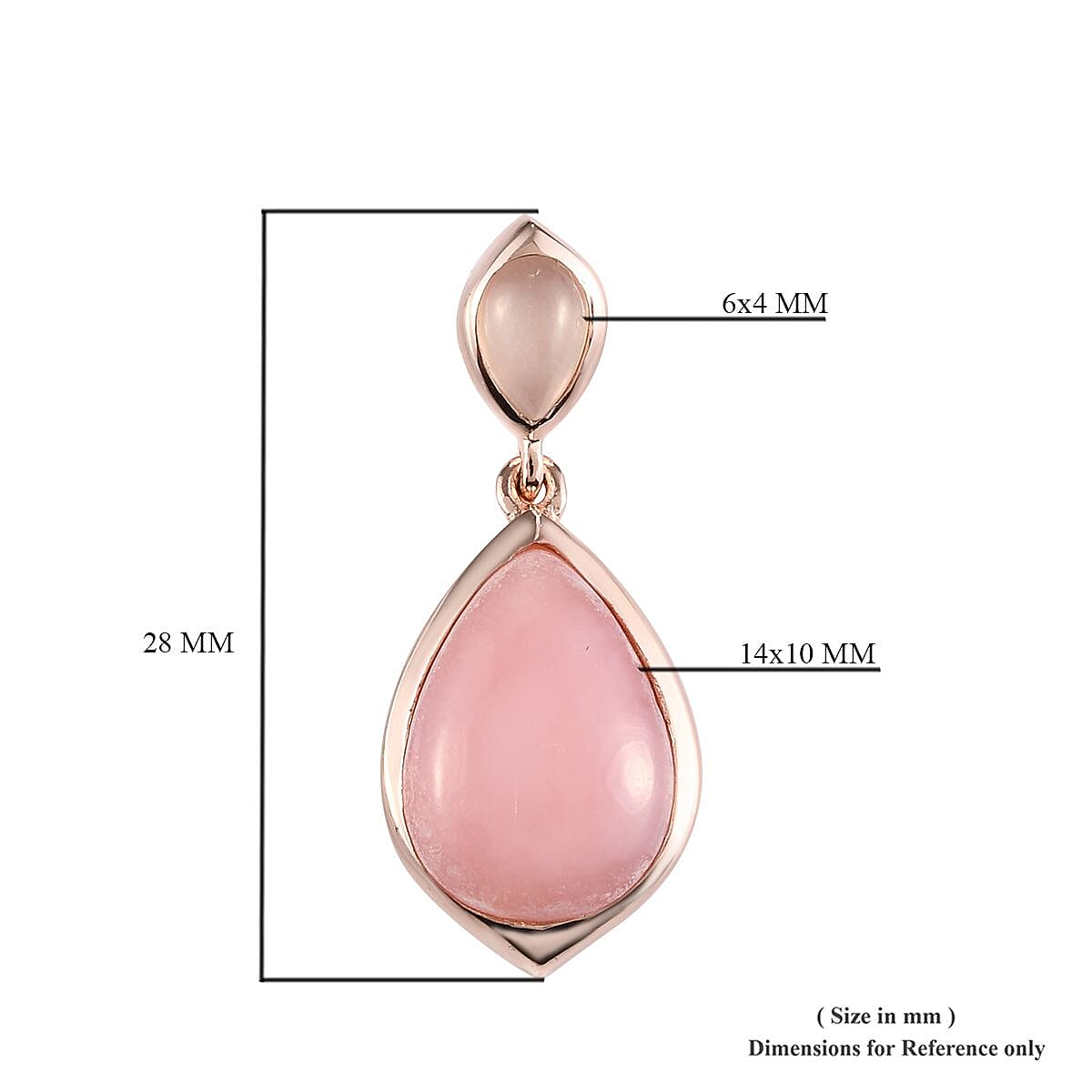AA Peruvian Pink Opal, Sri Lankan Silver Moonstone Drop Earrings (with Push Back) in Rose Gold Overlay Sterling Silver 9.25 Ct.