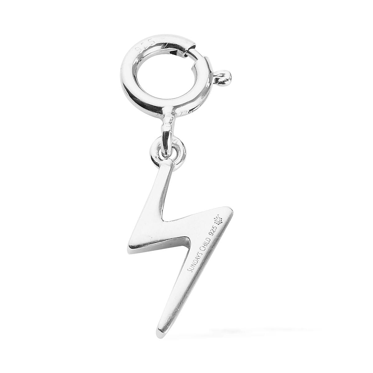 Sundays Child - Platinum Overlay Sterling Silver Lightning Charm