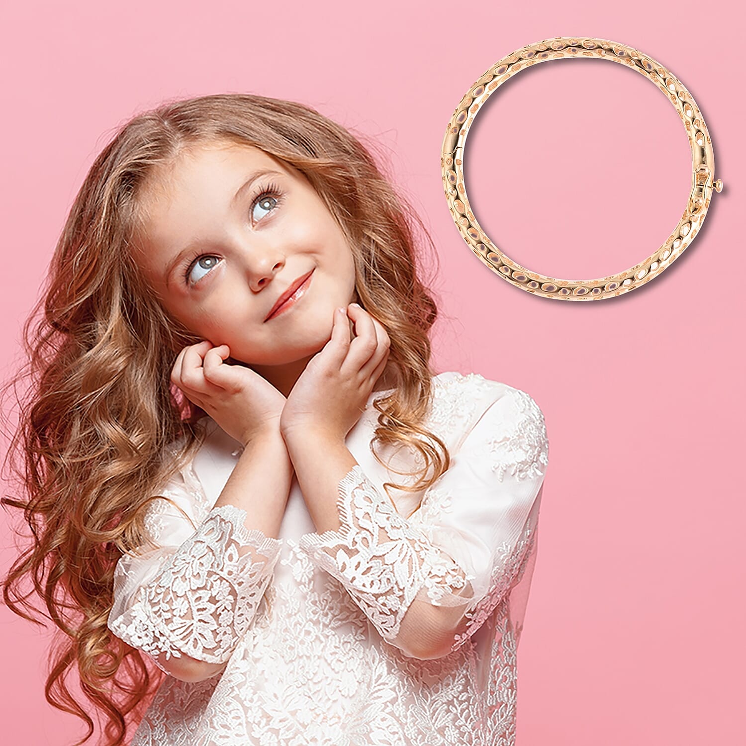 RACHEL GALLEY Yellow Gold Overlay Sterling Silver Allegro Kids Bangle (Size 4.95)