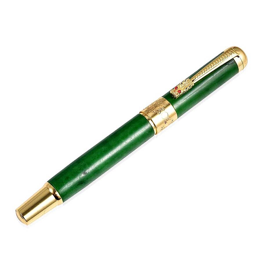 Exclusive Edition Hand Carved Jade Fountain Pen in Gold Plating