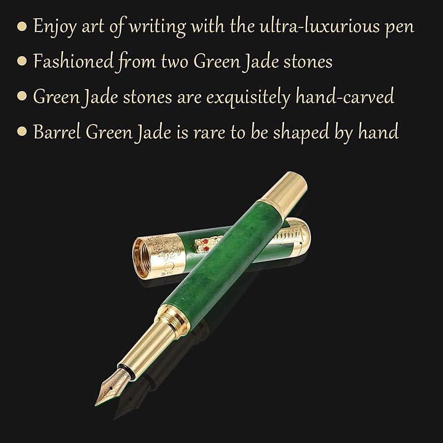 Exclusive Edition Hand Carved Jade Fountain Pen in Gold Plating