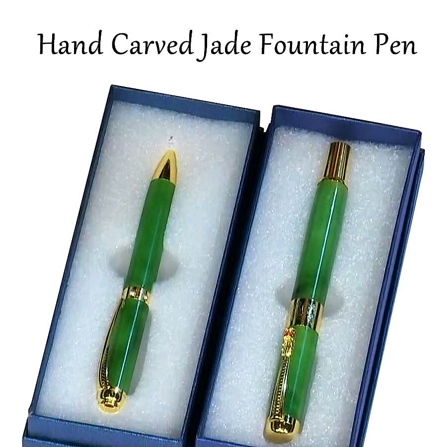 Exclusive Edition Hand Carved Jade Fountain Pen in Gold Plating