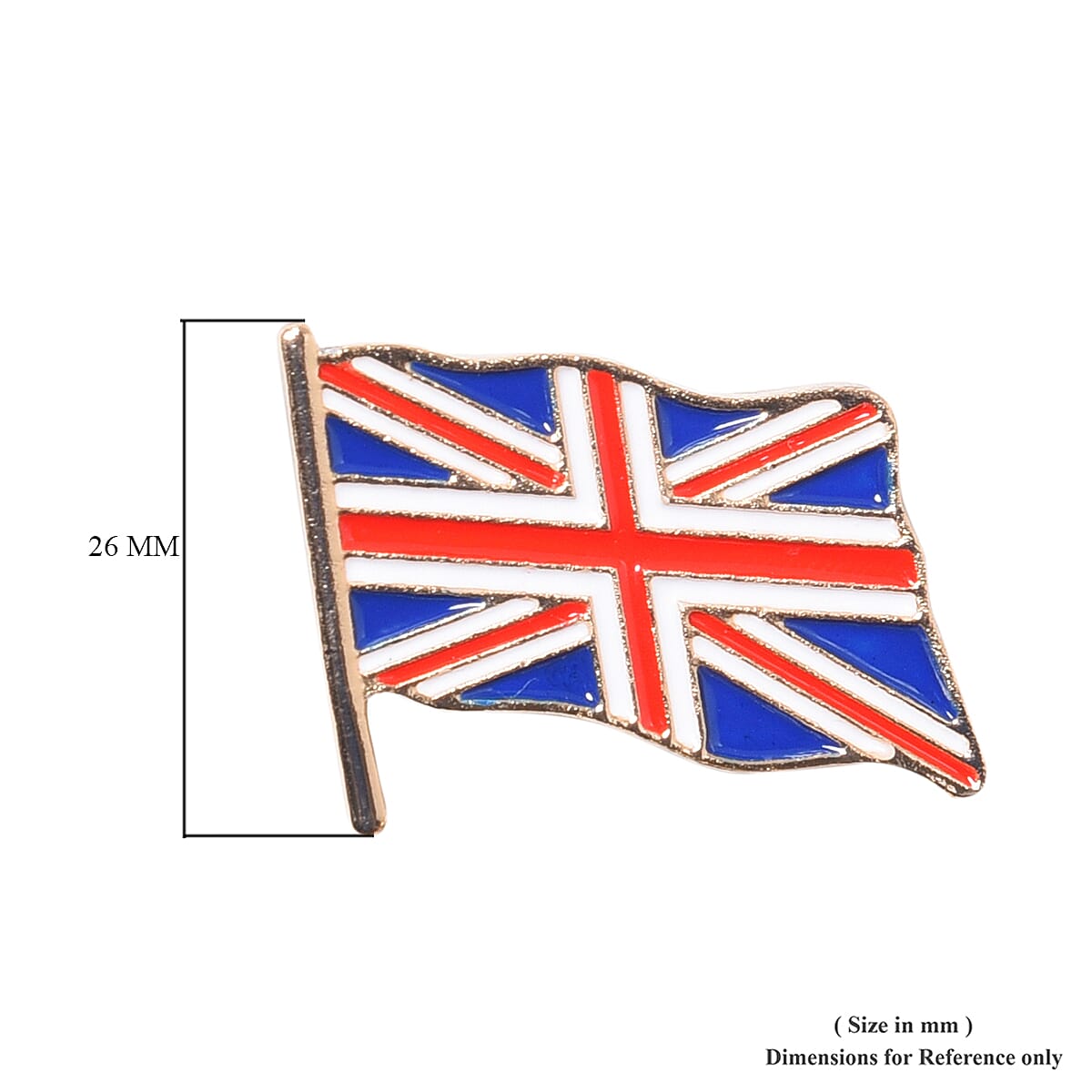 2 Piece Set Union Jack and Flower Enamelled Brooch in Yellow Gold Tone