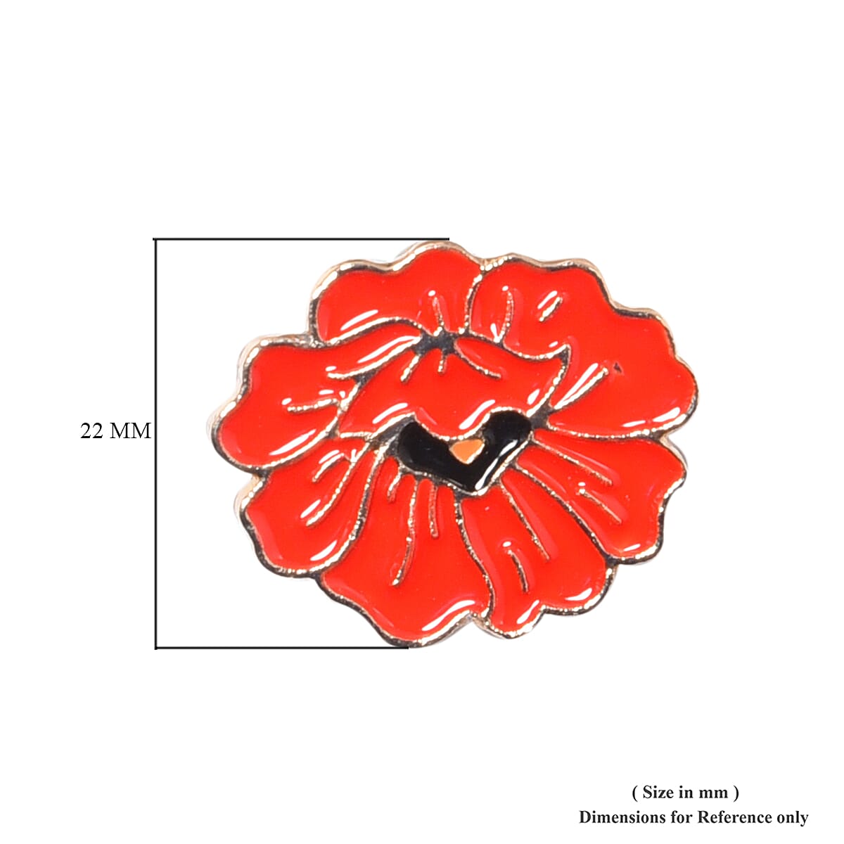 2 Piece Set Union Jack and Flower Enamelled Brooch in Yellow Gold Tone